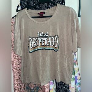 womens xl rock’n’roll West Desperado Graphic crop top